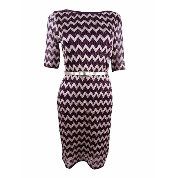 Connected Womens Metallic Chevron Lace Dress